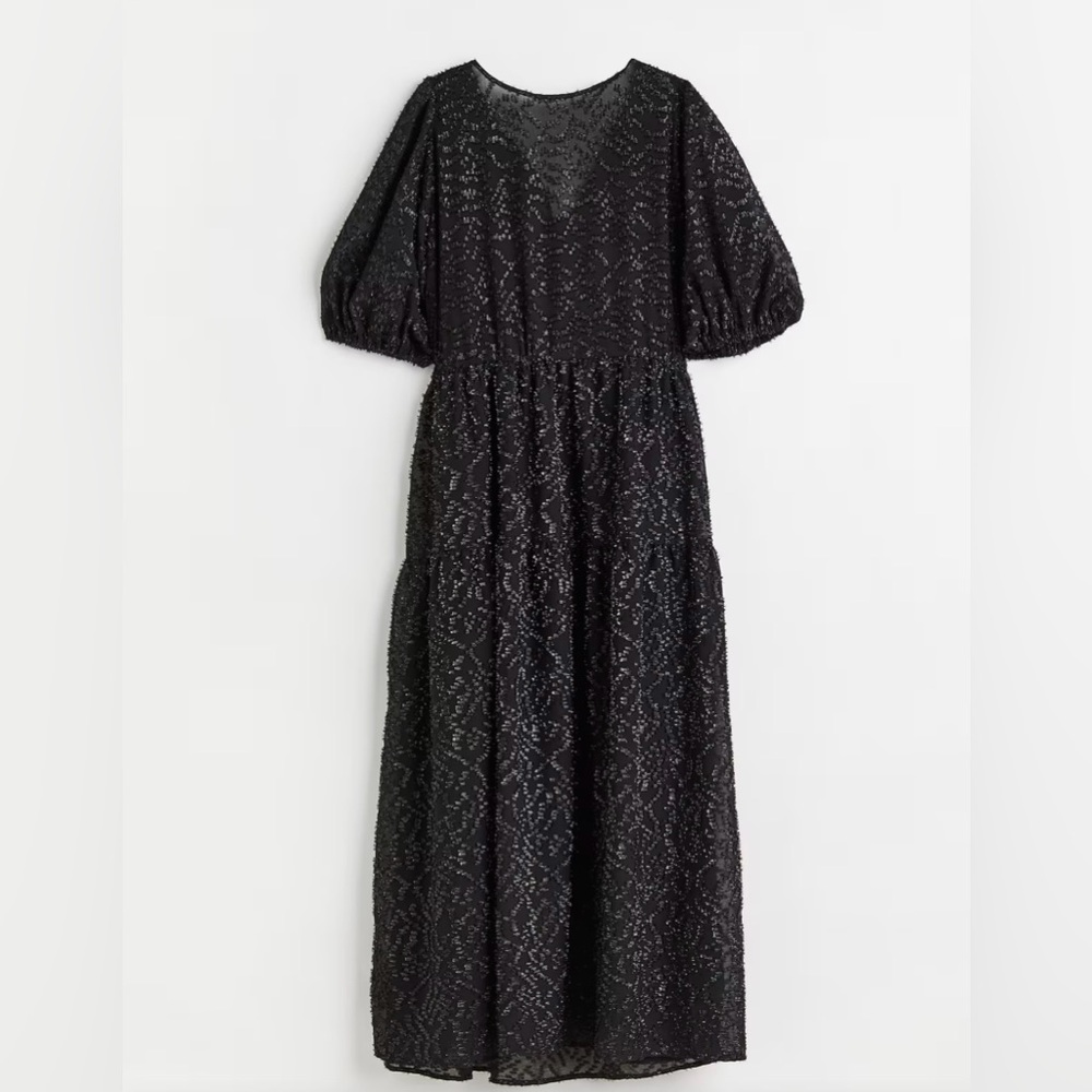 H&M Black Puff Sleeve Maxi Dress